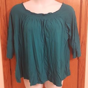 Dark teal scoop neck Avenue 3/4 sleeve shirt 26/28
